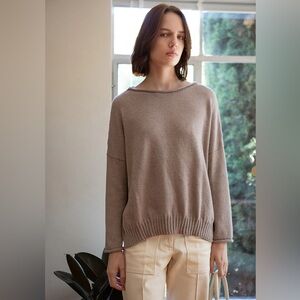 Erica Tanov Gabrielle Cotton Rollneck Sweater in Doe